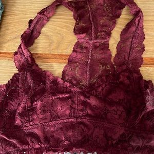 Burgundy lace bralette